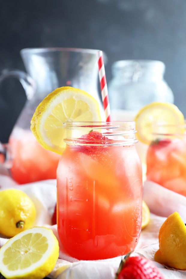 Side photo of strawberry lemonade