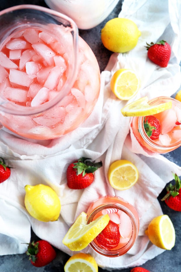 Fruity lemonade in mason jars photo