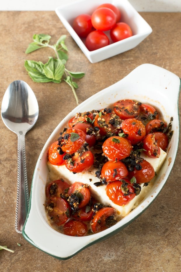 Baked Feta with Tomatoes and Fresh Herbs | cakenknife.com