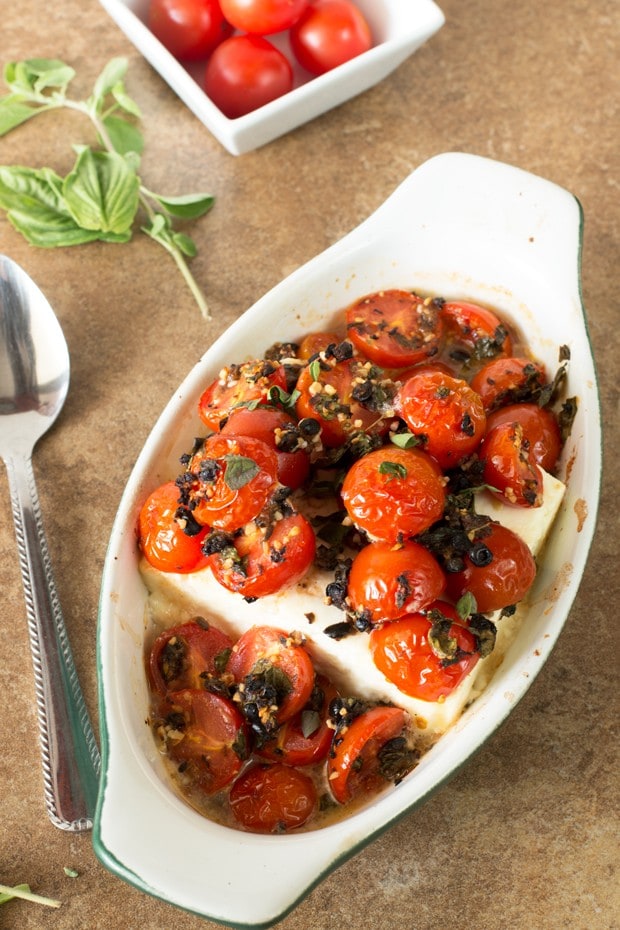 Baked Feta with Tomatoes and Fresh Herbs | cakenknife.com