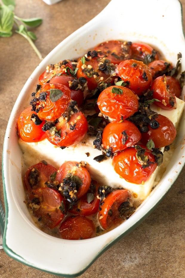 Baked Feta with Tomatoes and Fresh Herbs | cakenknife.com