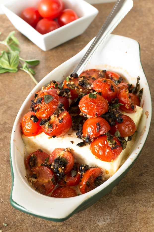Baked Feta with Tomatoes and Fresh Herbs | cakenknife.com