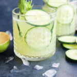 Vegetable tequila cocktail in glasses with mint sprigs