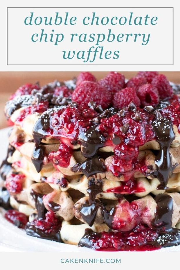 Double Chocolate Chip Raspberry Waffles Pinterest Image