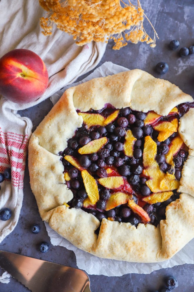Fresh summer fruit galette with peaches