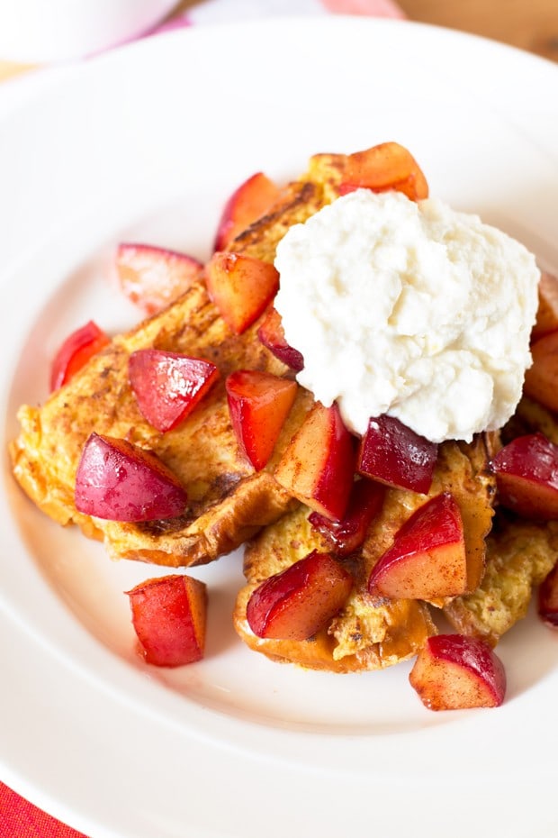 Roasted Plum French Toast with Whipped Ricotta | cakenknife.com