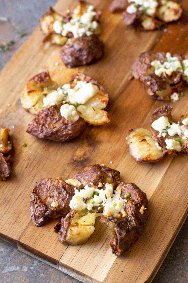 Smashed Potatoes with Fresh Herbs & Blue Cheese | cakenknife.com