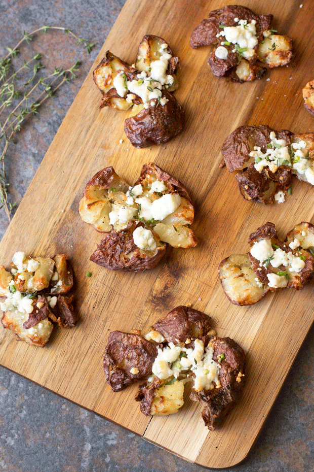 Smashed Potatoes with Fresh Herbs & Blue Cheese | cakenknife.com