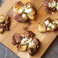 Smashed Potatoes with Fresh Herbs & Blue Cheese