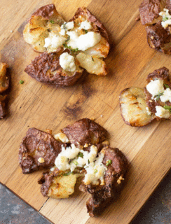 Smashed Potatoes with Fresh Herbs & Blue Cheese | cakenknife.com