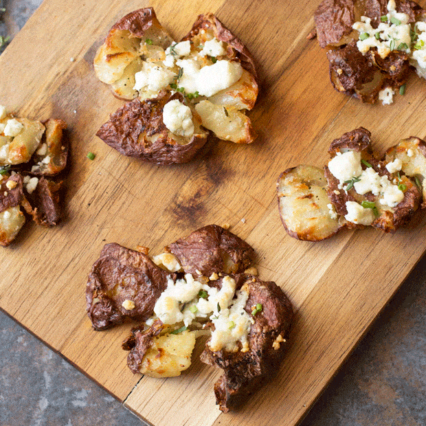 Smashed Potatoes with Fresh Herbs & Blue Cheese | cakenknife.com