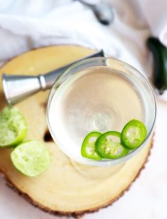 Overhead photo of spicy jalapeno gimlet