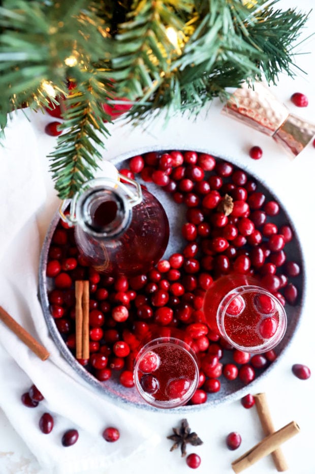 Overhead image of cranberry sparkler