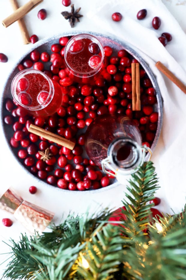 Image of cranberry champagne in glasses