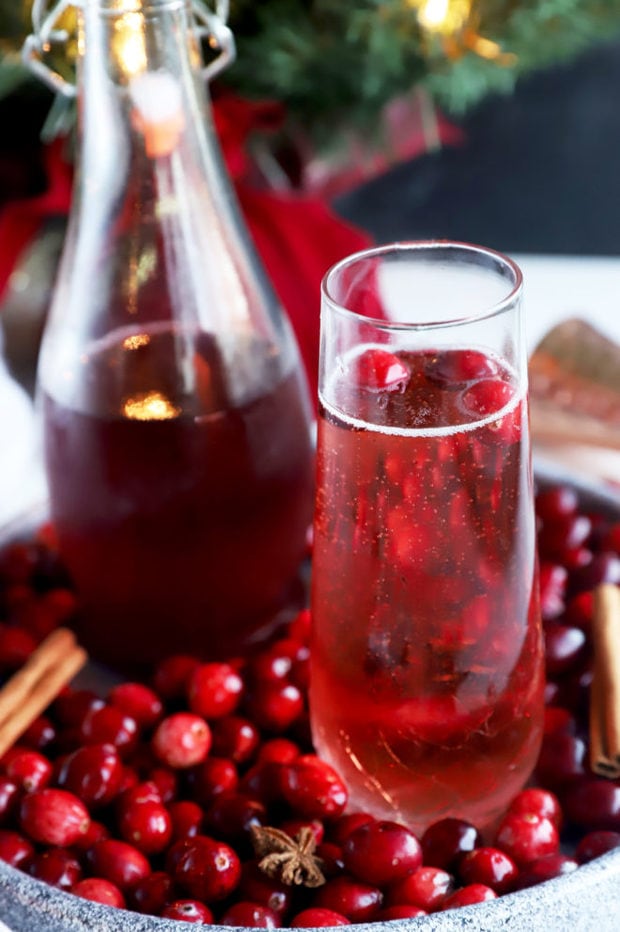 Image of cranberry champagne holiday cocktail