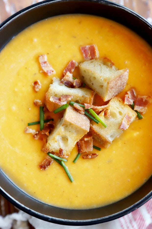 Overhead image of squash soup