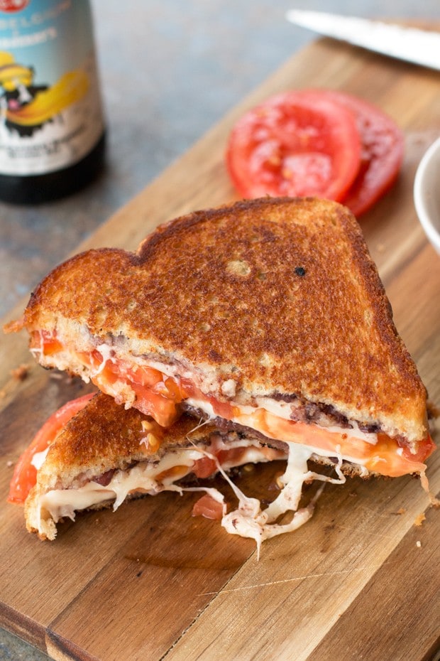 Tomato & Provolone Grilled Cheese with Kalamata Olive Chutney Recipe | cakenknife.com