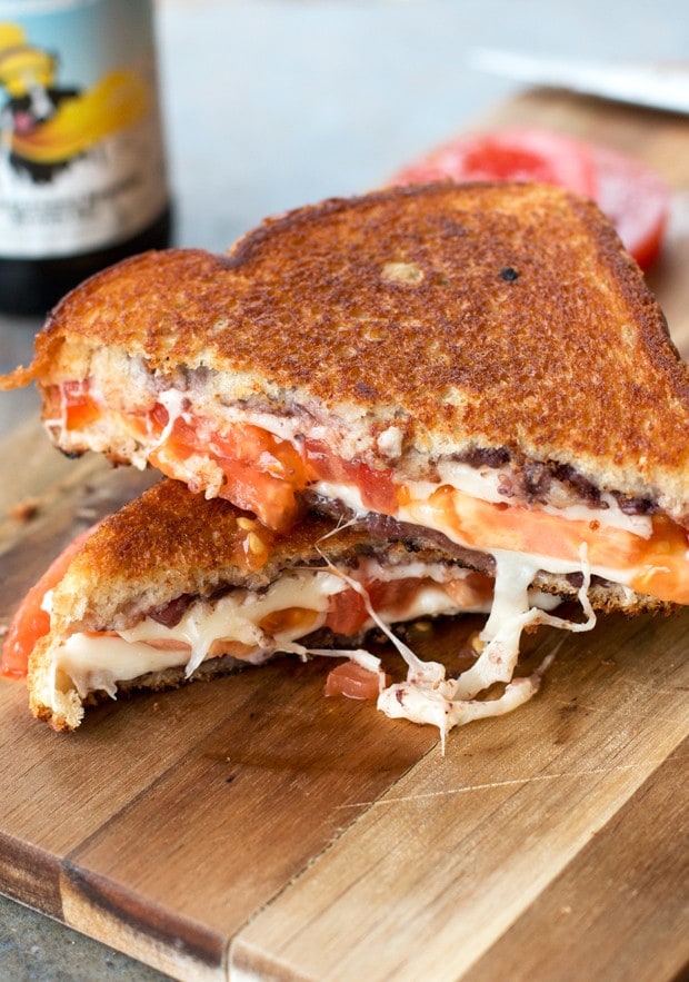 Tomato & Provolone Grilled Cheese with Kalamata Olive Chutney Recipe | cakenknife.com