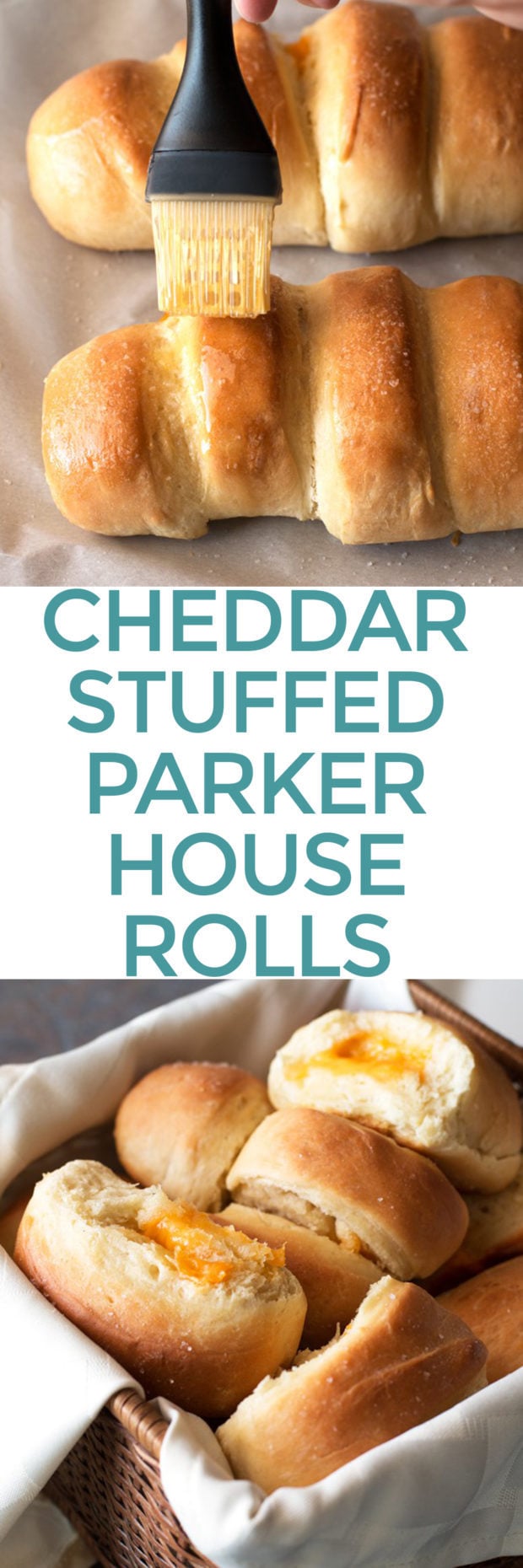 Cheddar Stuffed Parker House Rolls | cakenknife.com #thanksgiving #christmas #holidaydinner