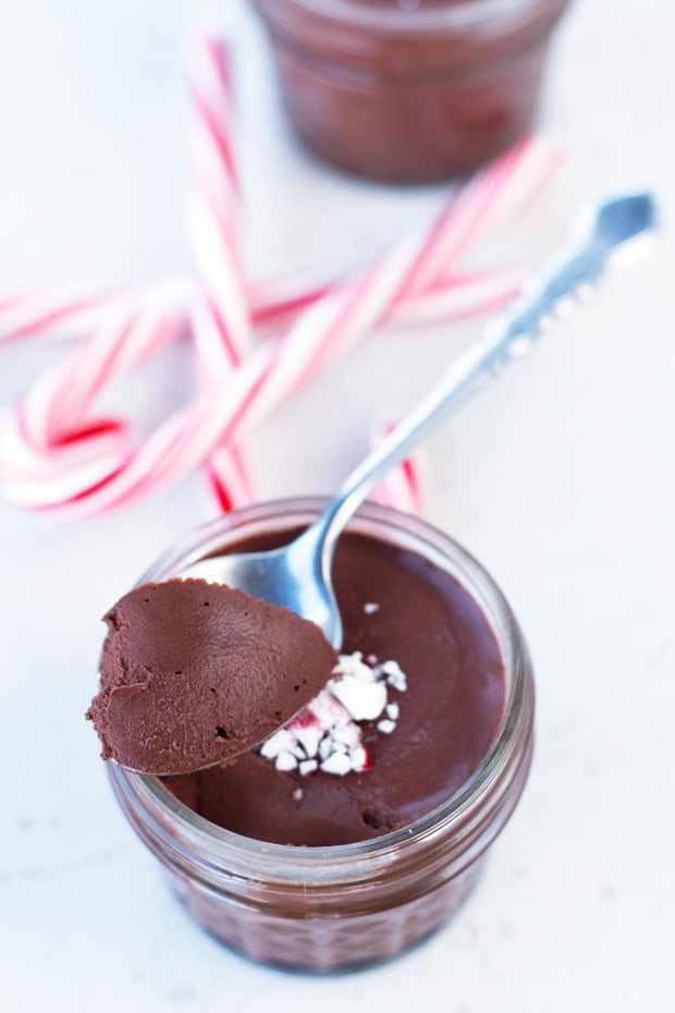 3-Ingredient Dark Chocolate Peppermint Mousse Recipe | cakenknife.com