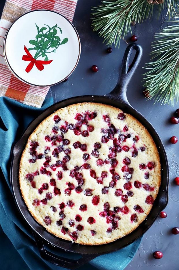 Overhead photo of christmas breakfast in skillet