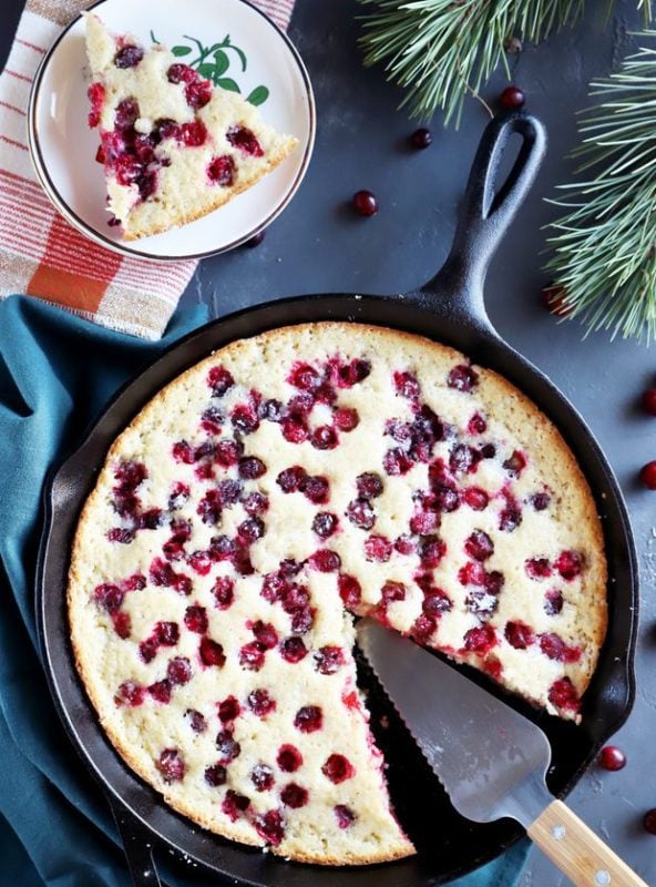 Slice of cobbler in a skillet plate image