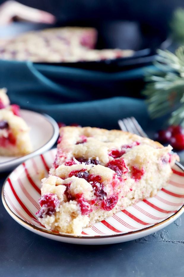 Cranberry cobbler slice on a plate image