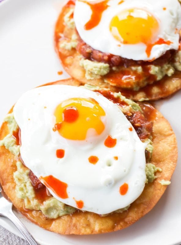 Breakfast Guacamole Tostadas | cakenknife.com