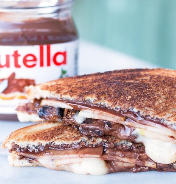 Grilled Nutella, Brie, Pear & Fig Sandwich | cakenknife.com