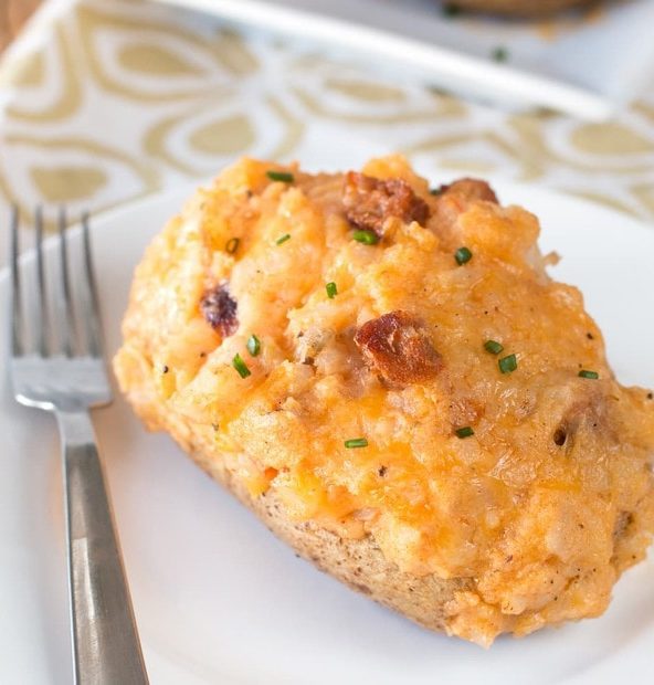 Cajun Shrimp & Andouille Sausage Stuffed Potatoes | cakenknife.com