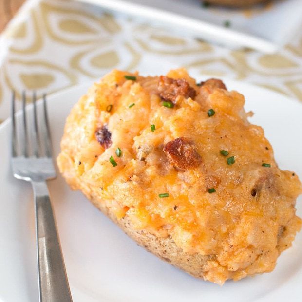 Cajun Shrimp & Andouille Sausage Stuffed Potatoes | cakenknife.com