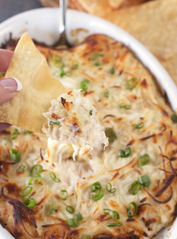 Picture of crab rangoon dip on a chip