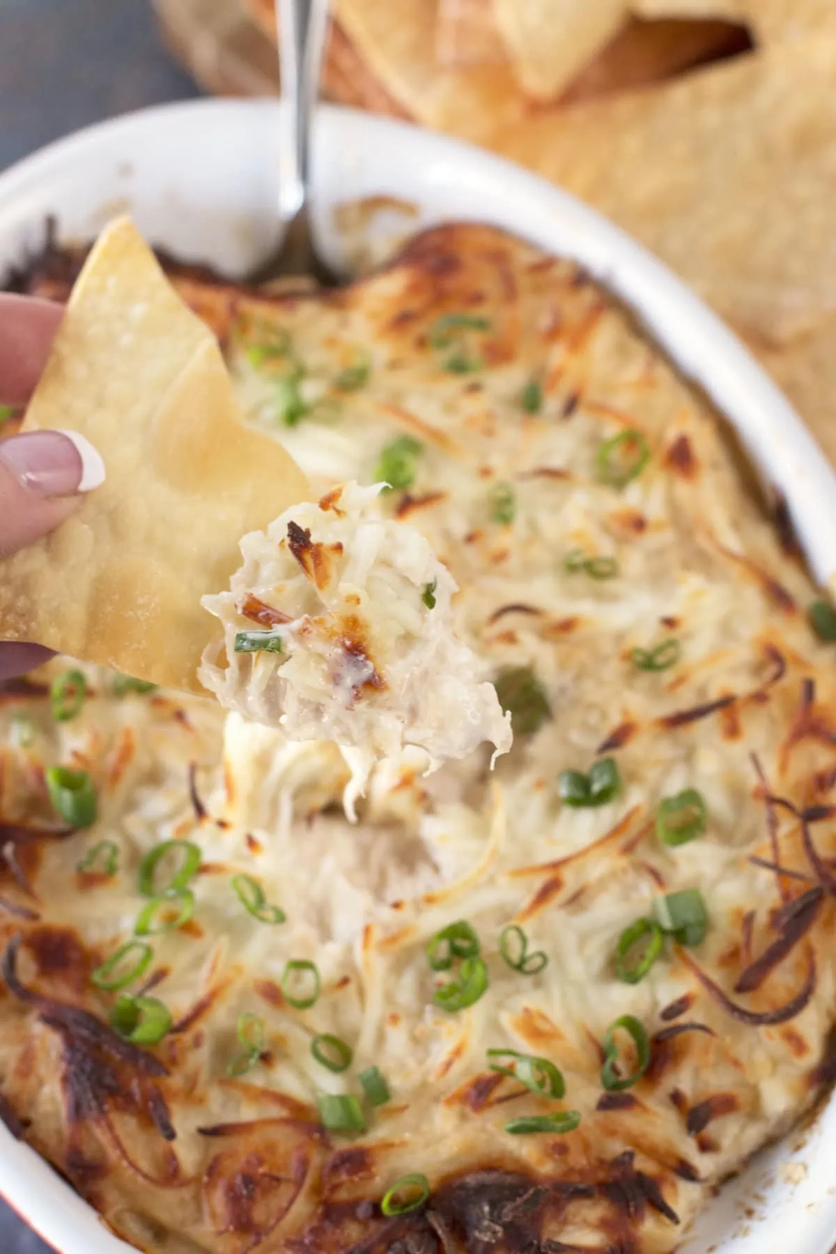 Picture of crab rangoon dip on a chip