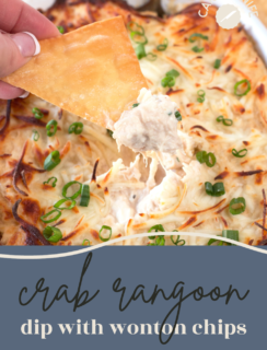 Crab Rangoon Dip with Wonton Chips Pinterest Picture