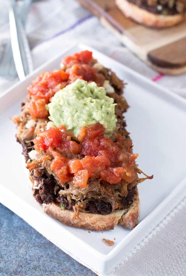 Mexican Pulled Pork Tartine (open-faced sandwich) | cakenknife.com