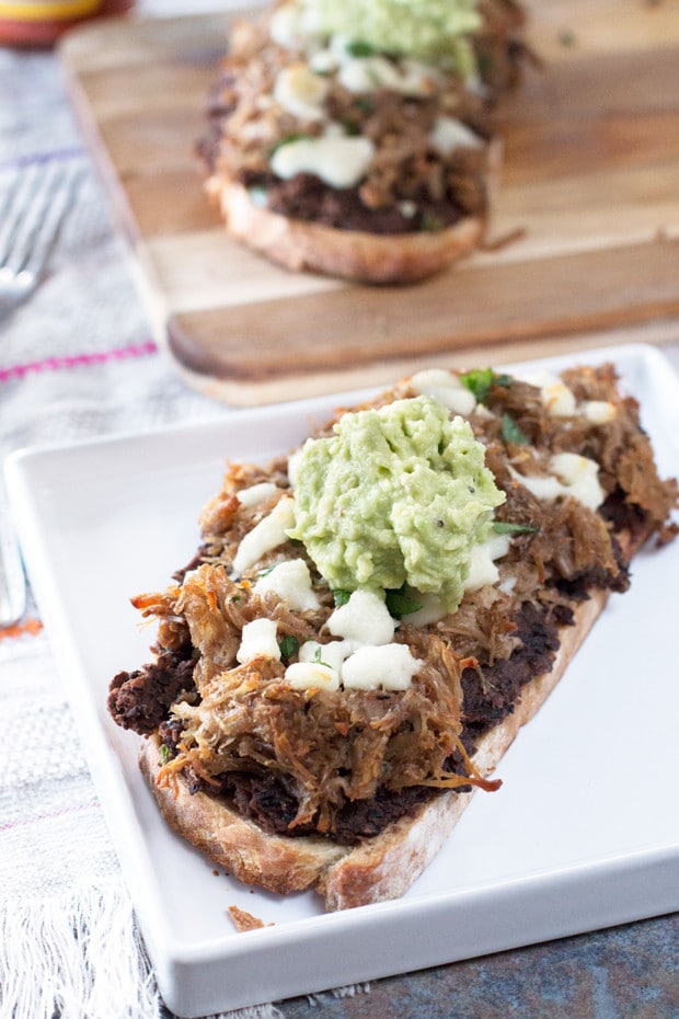 Mexican Pulled Pork Tartine (open-faced sandwich) | cakenknife.com
