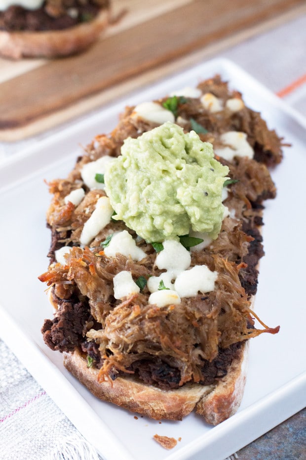 Mexican Pulled Pork Tartine (open-faced sandwich) | cakenknife.com