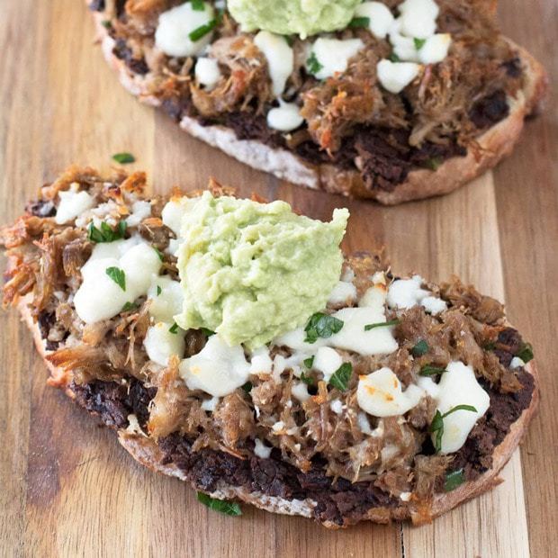 Mexican Pulled Pork Tartine (open-faced sandwich) | cakenknife.com