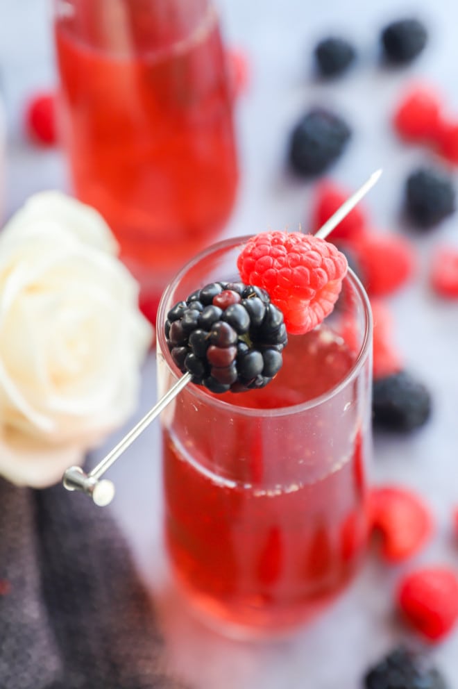 Sparkling sangria in champagne glass