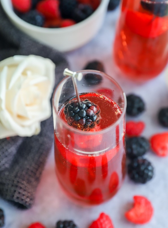 Valentine's day sparkling sangria in champagne glass image