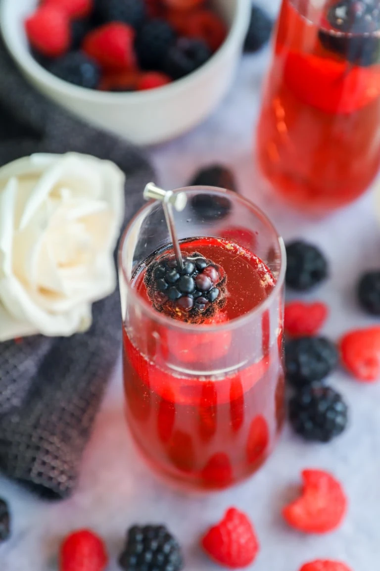 Valentine's day sparkling sangria in champagne glass image