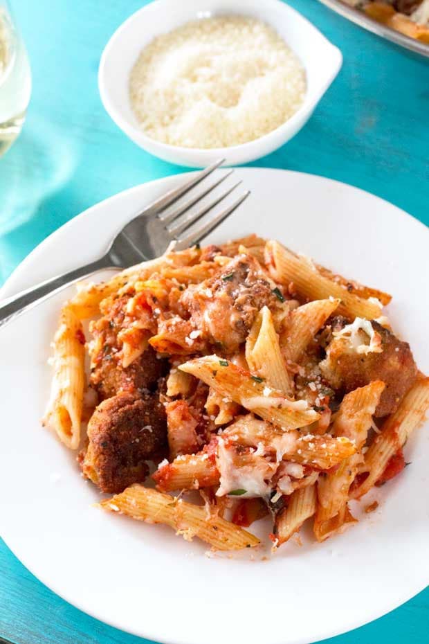 Chicken Parmesan Pasta Skillet | cakenknife.com