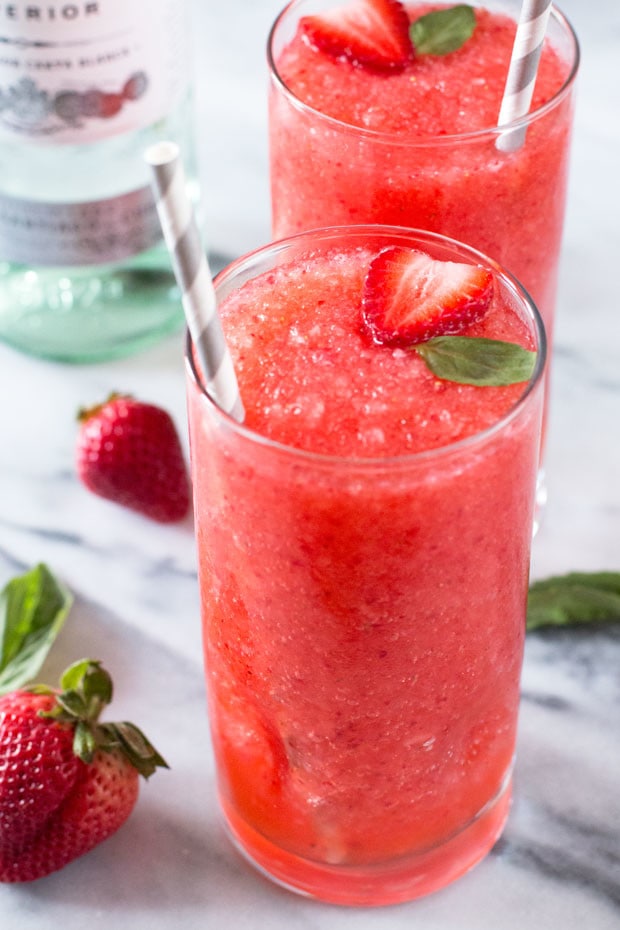 Strawberry Basil Frozen Daiquiris | cakenknife.com