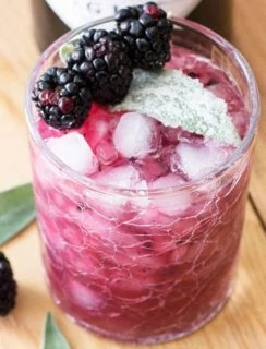 Blackberry Sage Gin Smash with Candied Sage Leaves | cakenknife.com