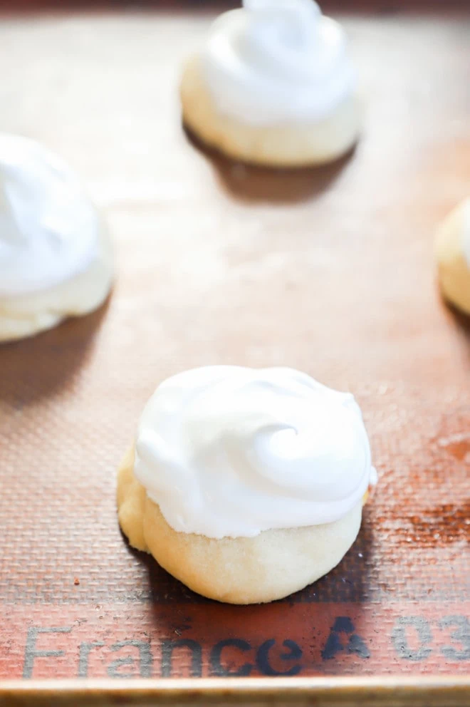 Meringue topping before baking in the oven