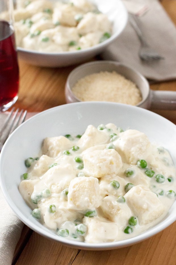 Ricotta Gnocchi with Lemon Cream Sauce & Peas | cakenknife.com