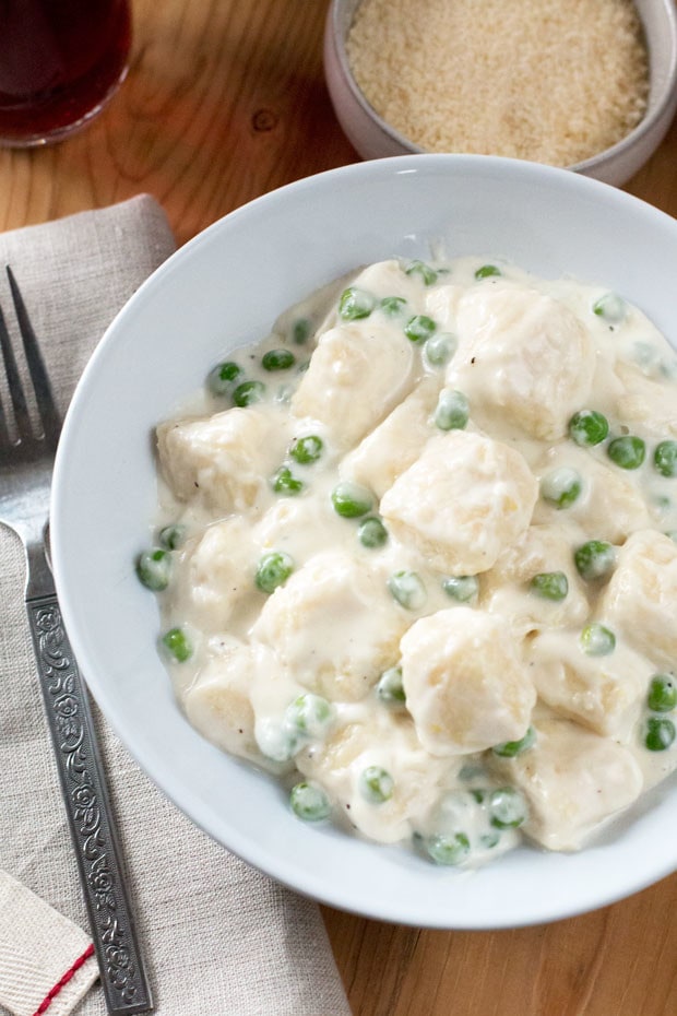 Ricotta Gnocchi with Lemon Cream Sauce & Peas | cakenknife.com