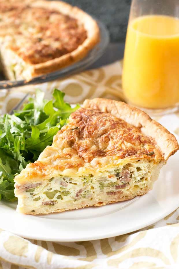 Bacon, Roasted Broccolini & Gruyere Quiche | cakenknife.com