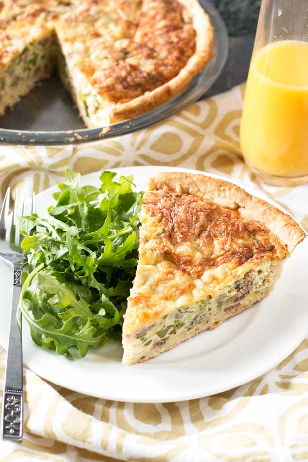 Bacon-Roasted-Broccolini-Gruyere-Quiche-Picture - Cake 'n Knife