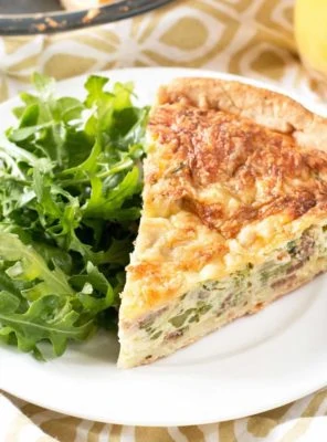 Bacon, Roasted Broccolini & Gruyere Quiche | cakenknife.com